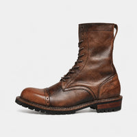 Mens Brown Boots Leather Lace-Up