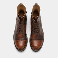 Mens Brown Boots Leather Lace-Up