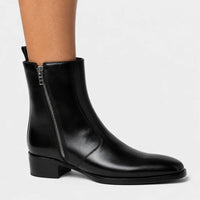 Mens Leather Boots Genuine Side-Zipper