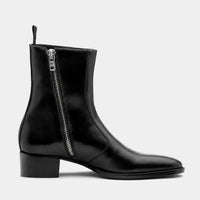 Mens Leather Boots Genuine Side-Zipper
