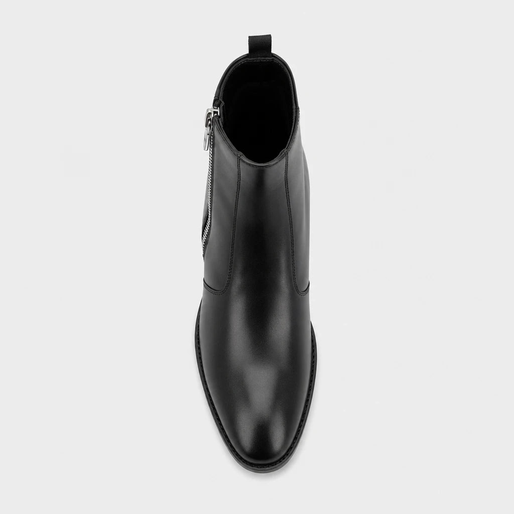 Mens Leather Boots Genuine Side-Zipper