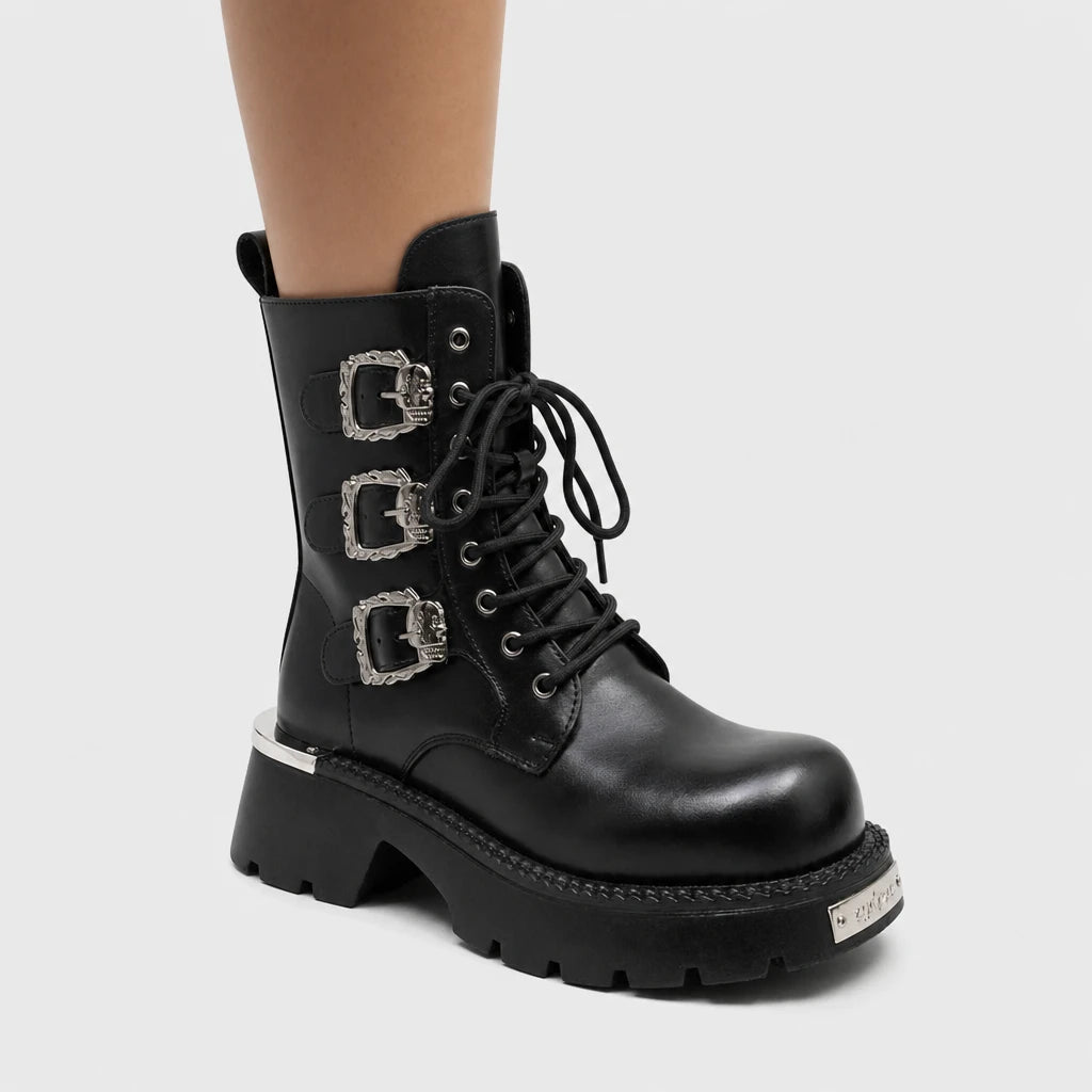 Motorcycle Boots Mid-Calf Split Leather
