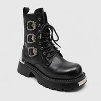 Motorcycle Boots Mid-Calf Split Leather