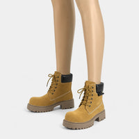 Round Toe Platform Motorcycle Boots Thick Sole Lace-Up