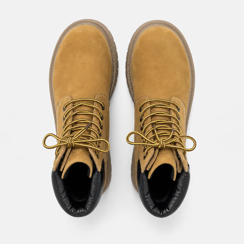 Round Toe Platform Motorcycle Boots Thick Sole Lace-Up