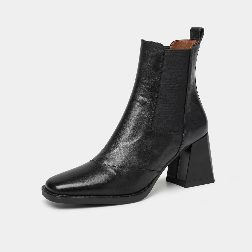 Wide Calf Boots Leather Square Toe