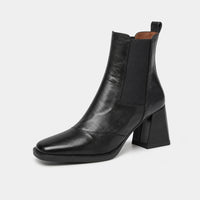 Wide Calf Boots Leather Square Toe