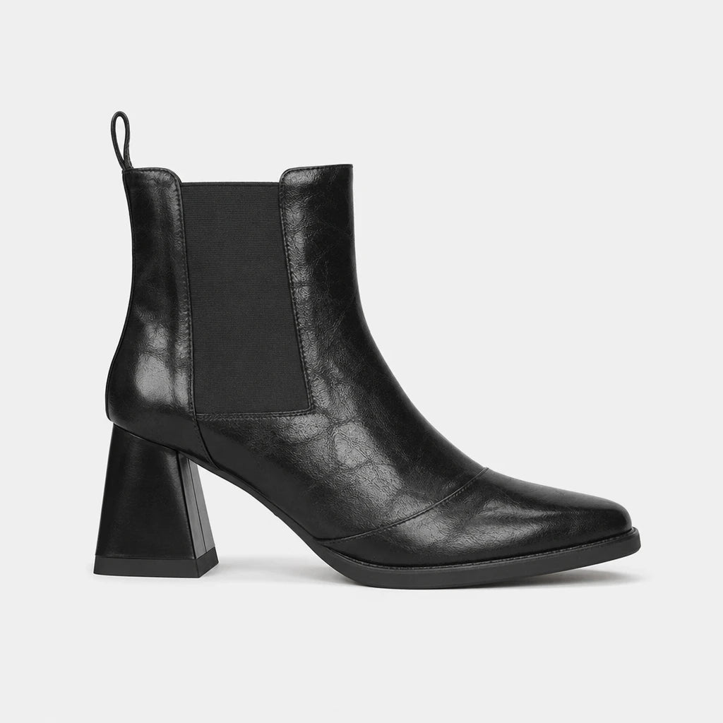 Wide Calf Boots Leather Square Toe
