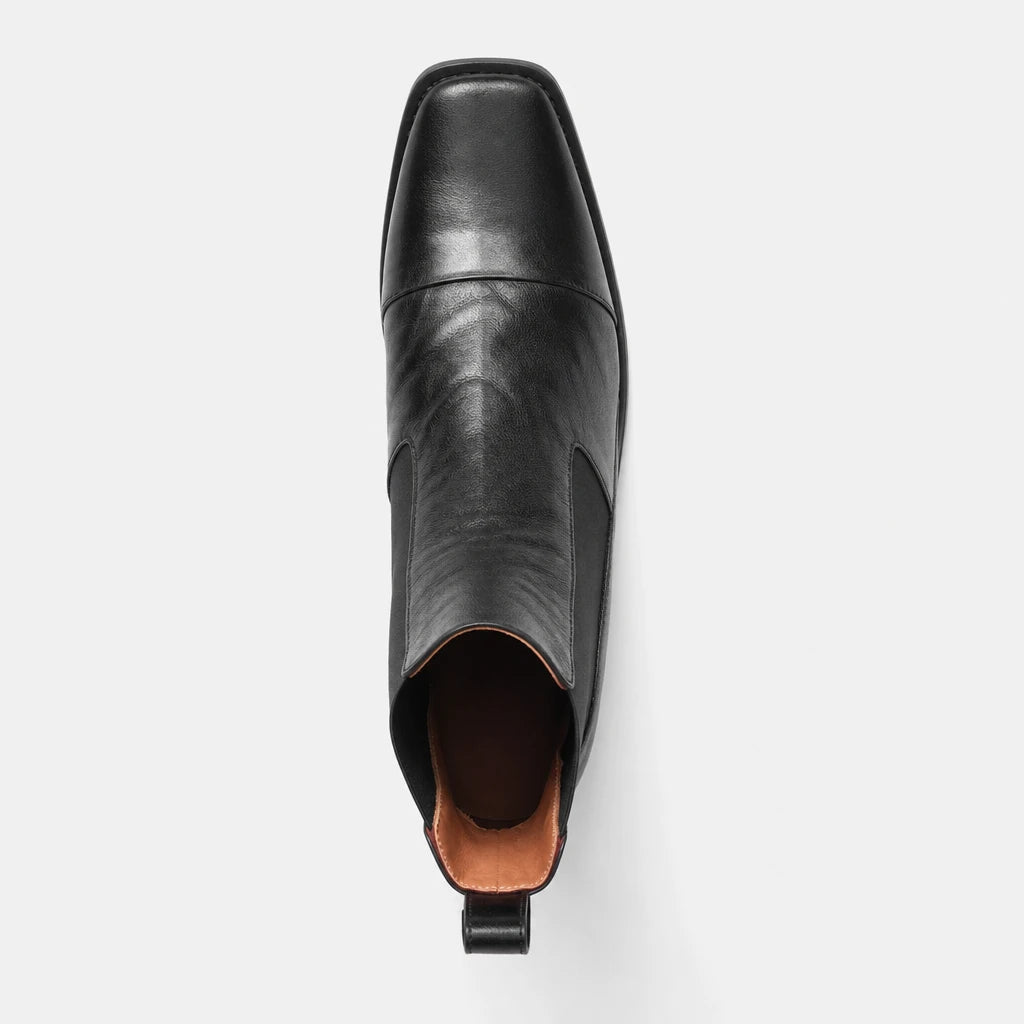Wide Calf Boots Leather Square Toe