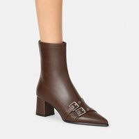 Winter Boots Women Pointed Toe Chunky Heel