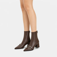 Winter Boots Women Pointed Toe Chunky Heel