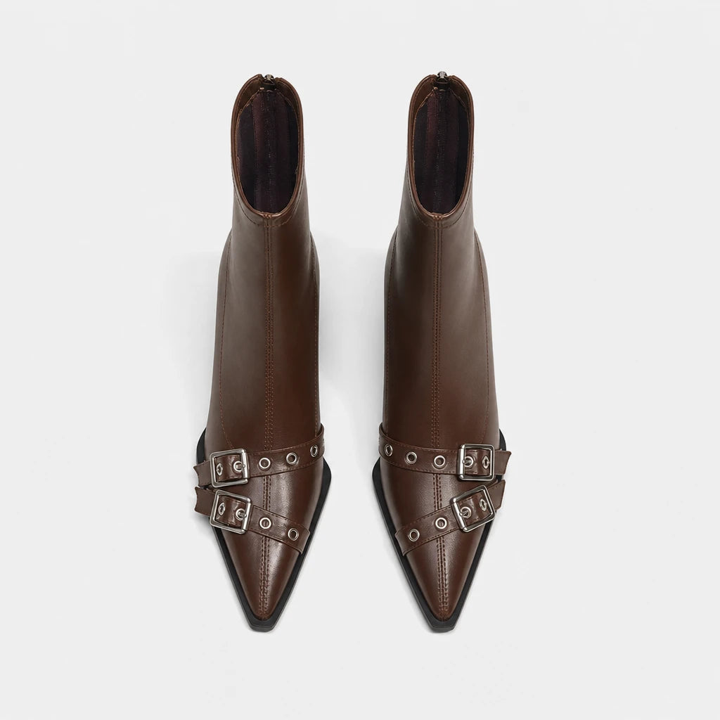 Winter Boots Women Pointed Toe Chunky Heel