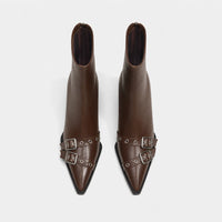 Winter Boots Women Pointed Toe Chunky Heel