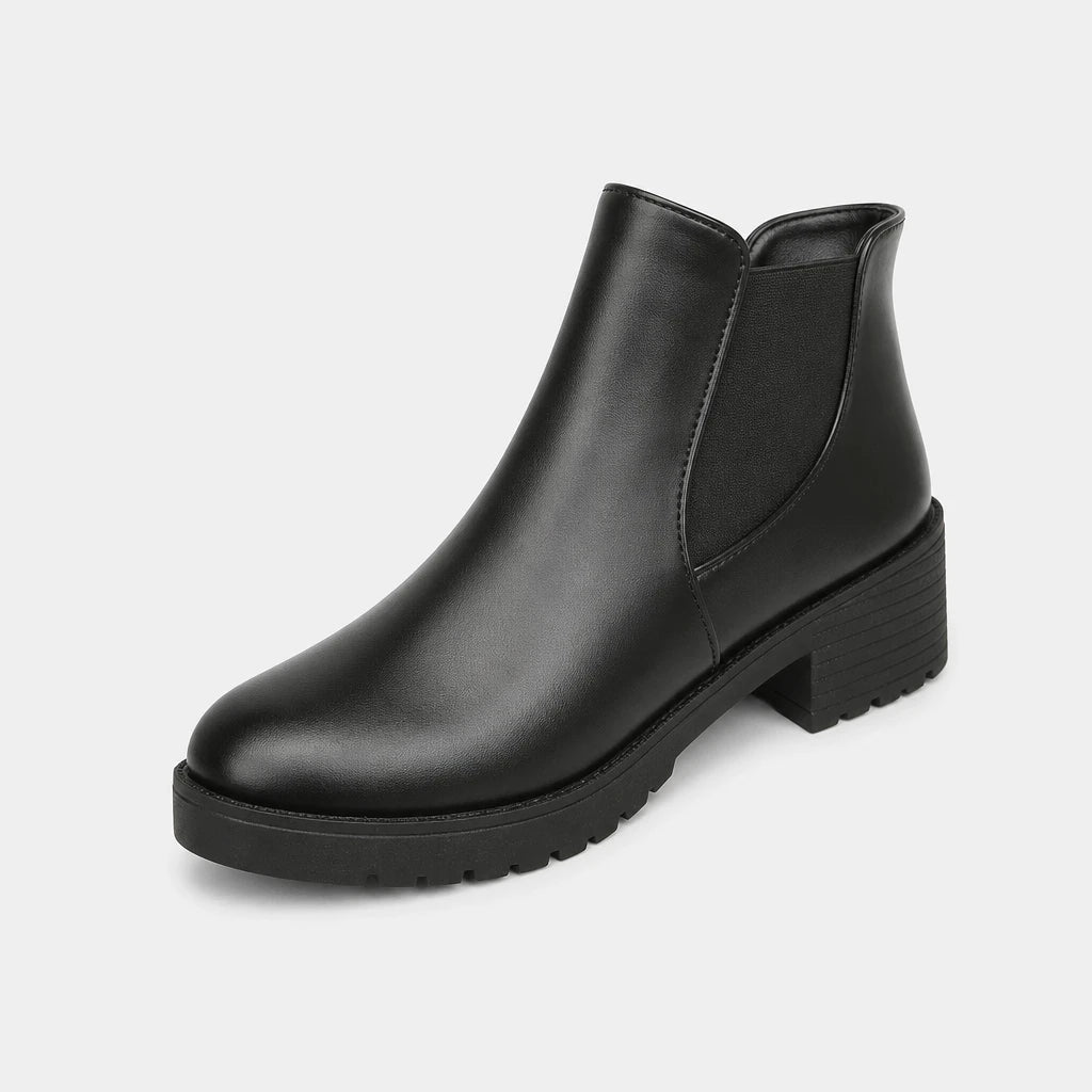 Women'S Black Chelsea Boots With Chunky Heel