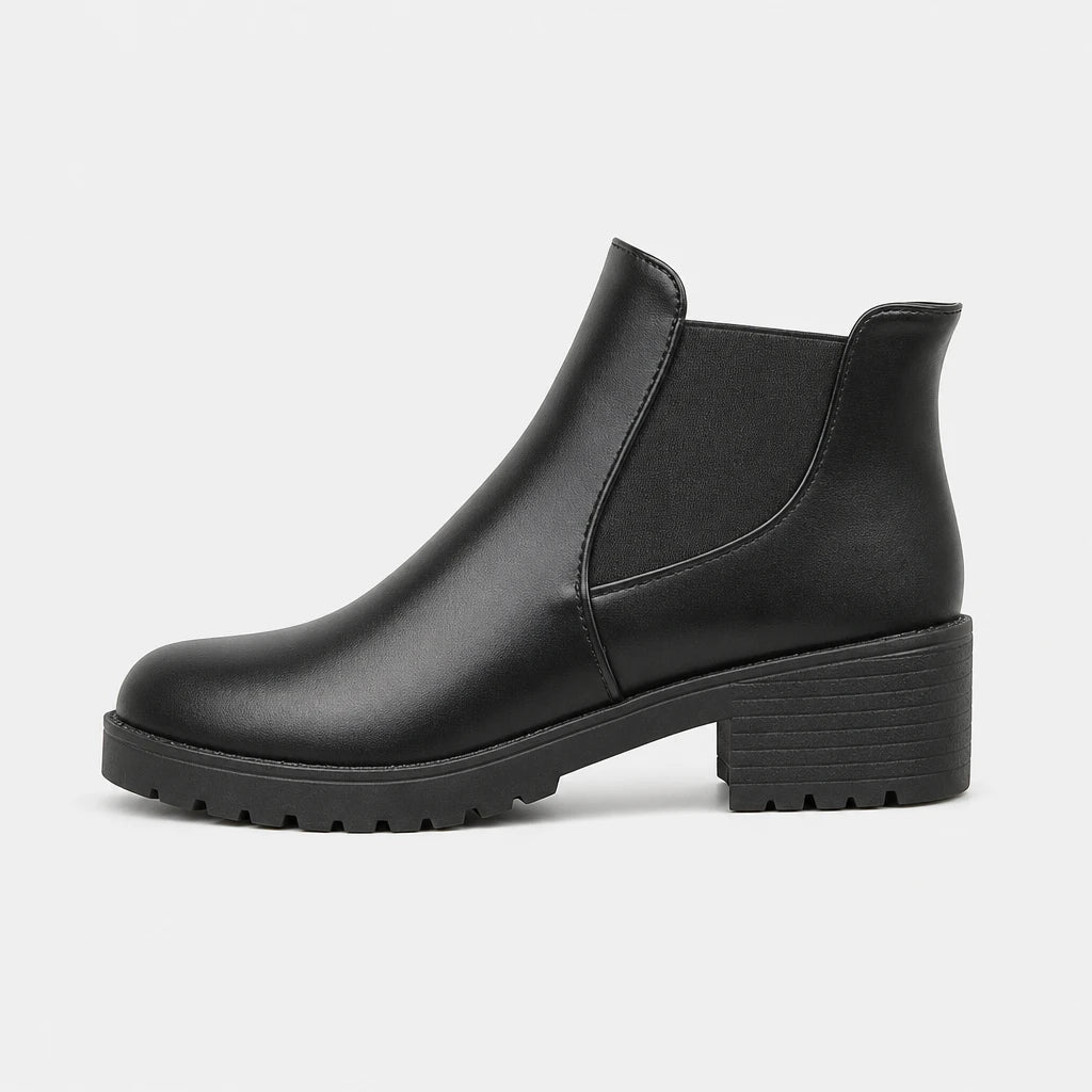 Women'S Black Chelsea Boots With Chunky Heel